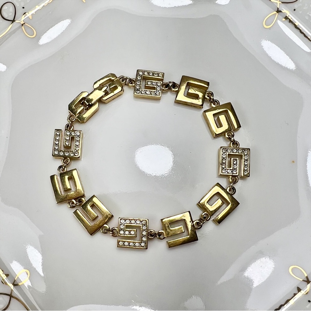 Givenchy Crystal & Gold Plated Logo Bracelet - Picture 2 of 6